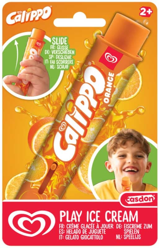 Casdon Wall's Calippo Orange toy ice lolly – official pretend play food with interactive push-up feature