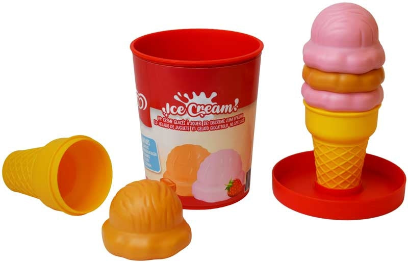 Casdon Wall's Strawberry and Caramel pretend ice cream scoops and cones toy set