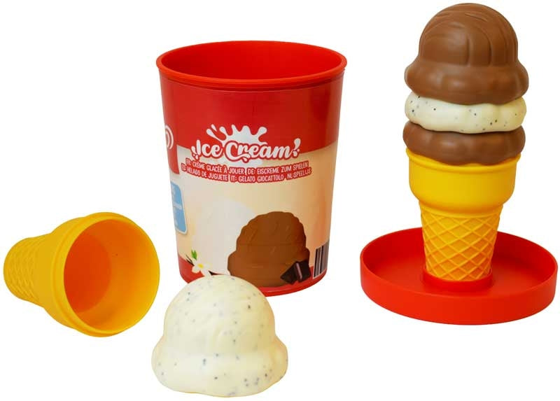 Wall's Vanilla and Chocolate pretend ice cream scoops and cones – Casdon role play toy for ages 2+